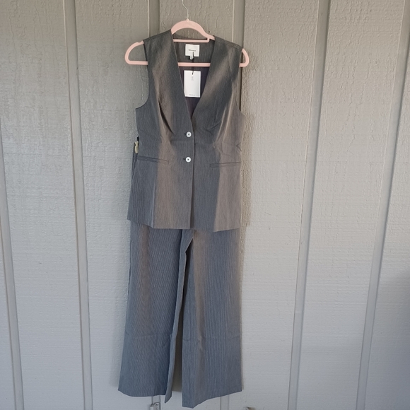 Reformation Saylor Two Piece Set Size 10 Women Quiet Luxury In Grey Pinstripe